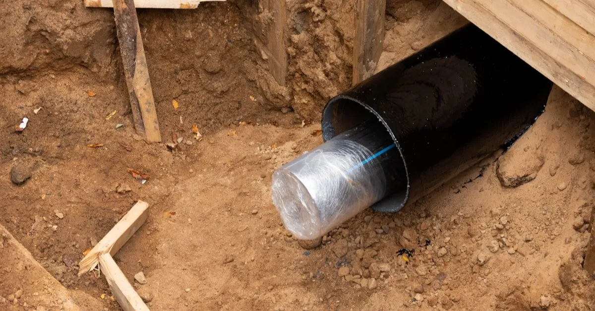 Sewer line in the process of being replaced by plumber in Toronto