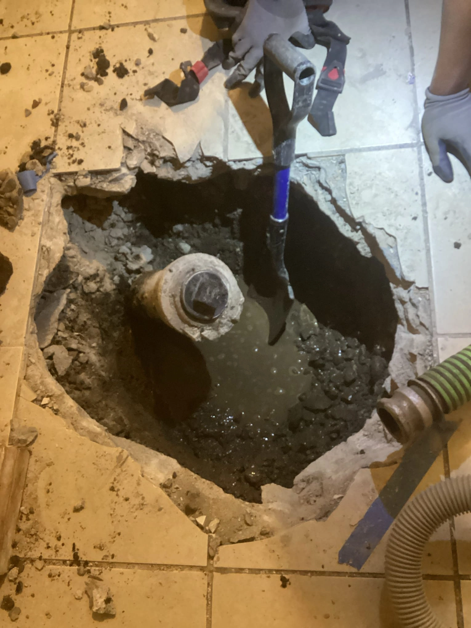 prepping the pipe for hydro flushing.