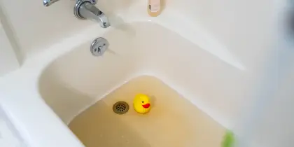 Sewage water in a bathtub