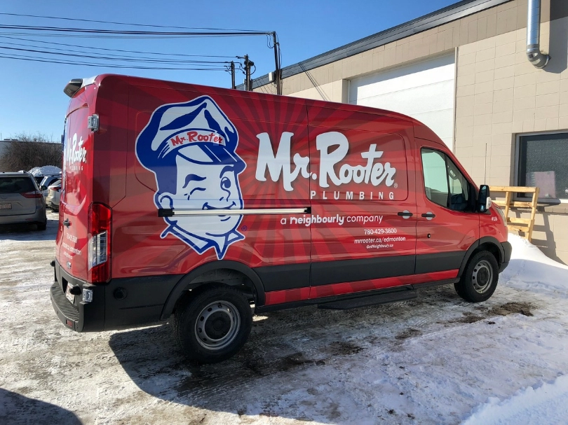 Mr. Rooter Plumbing of Edmonton vehicle prepped to provide gas line installation services
