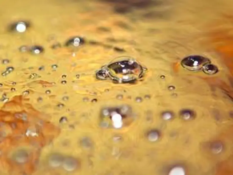A close-up view of air bubbles rising through water, illustrating trapped air in a sewer line backup.