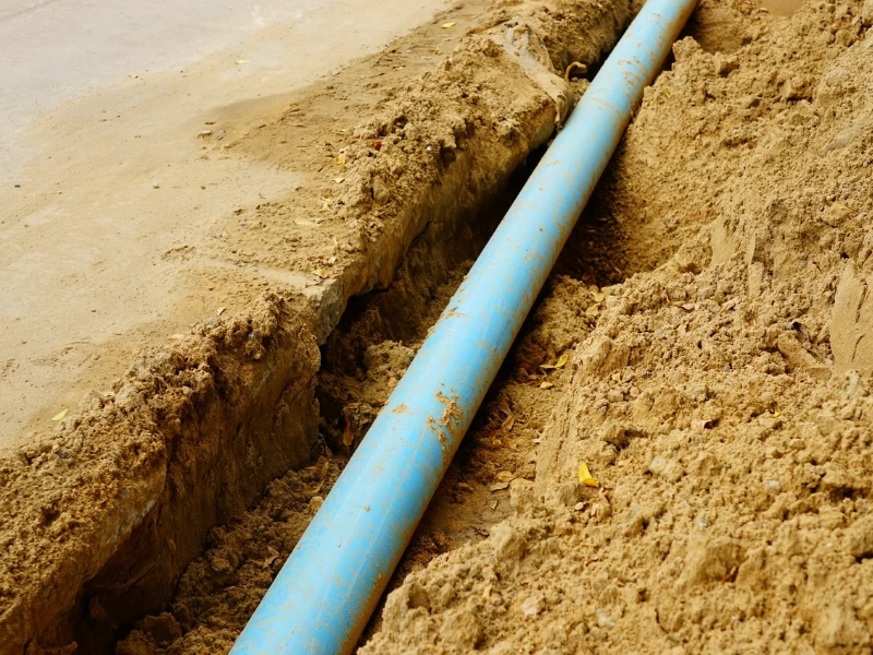 blue underground pipe.