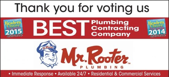 Thank you for voting us best plumbing contract company - Mr. Rooter Plumbing